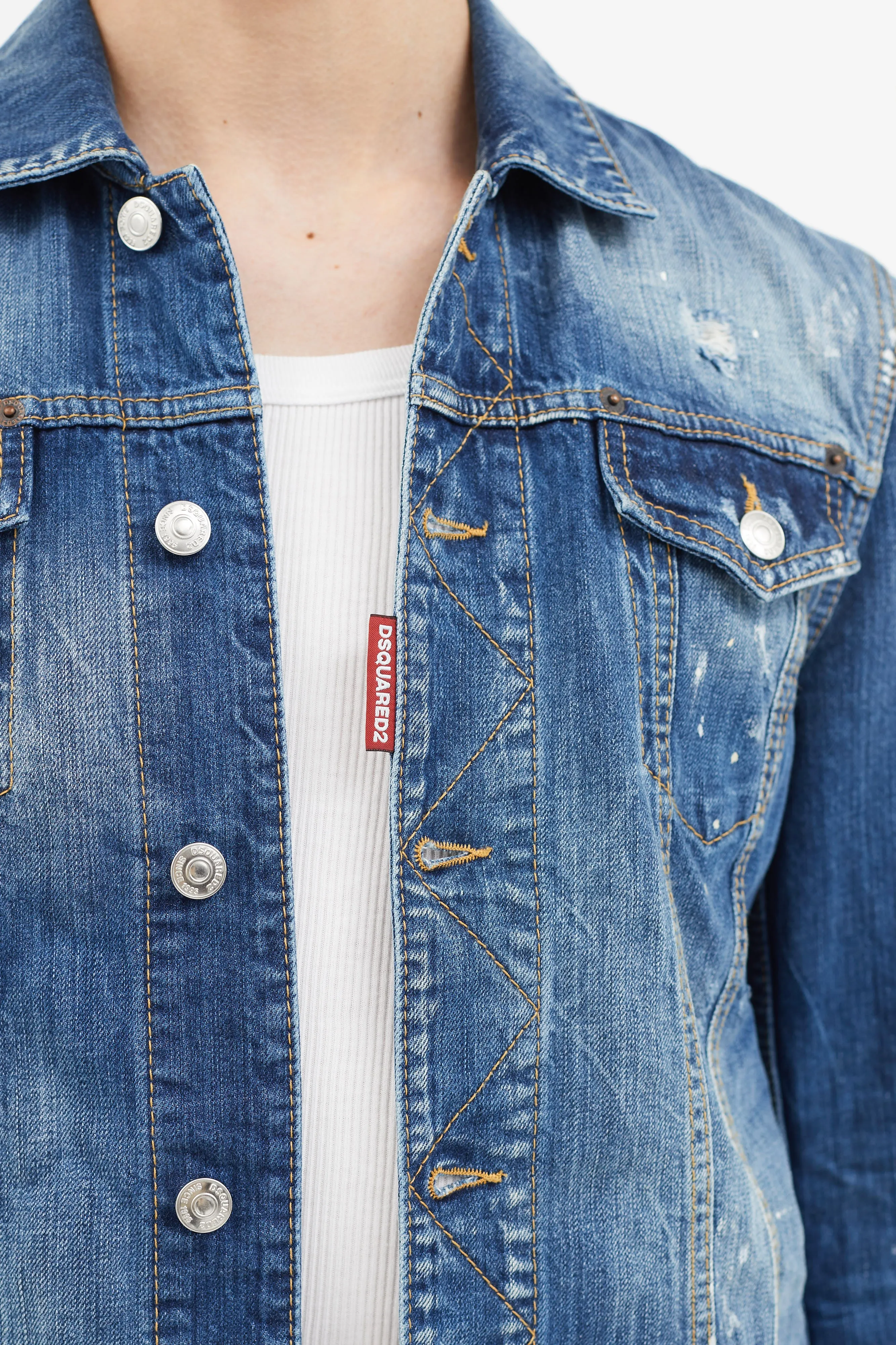 Blue Distressed Denim Jacket
