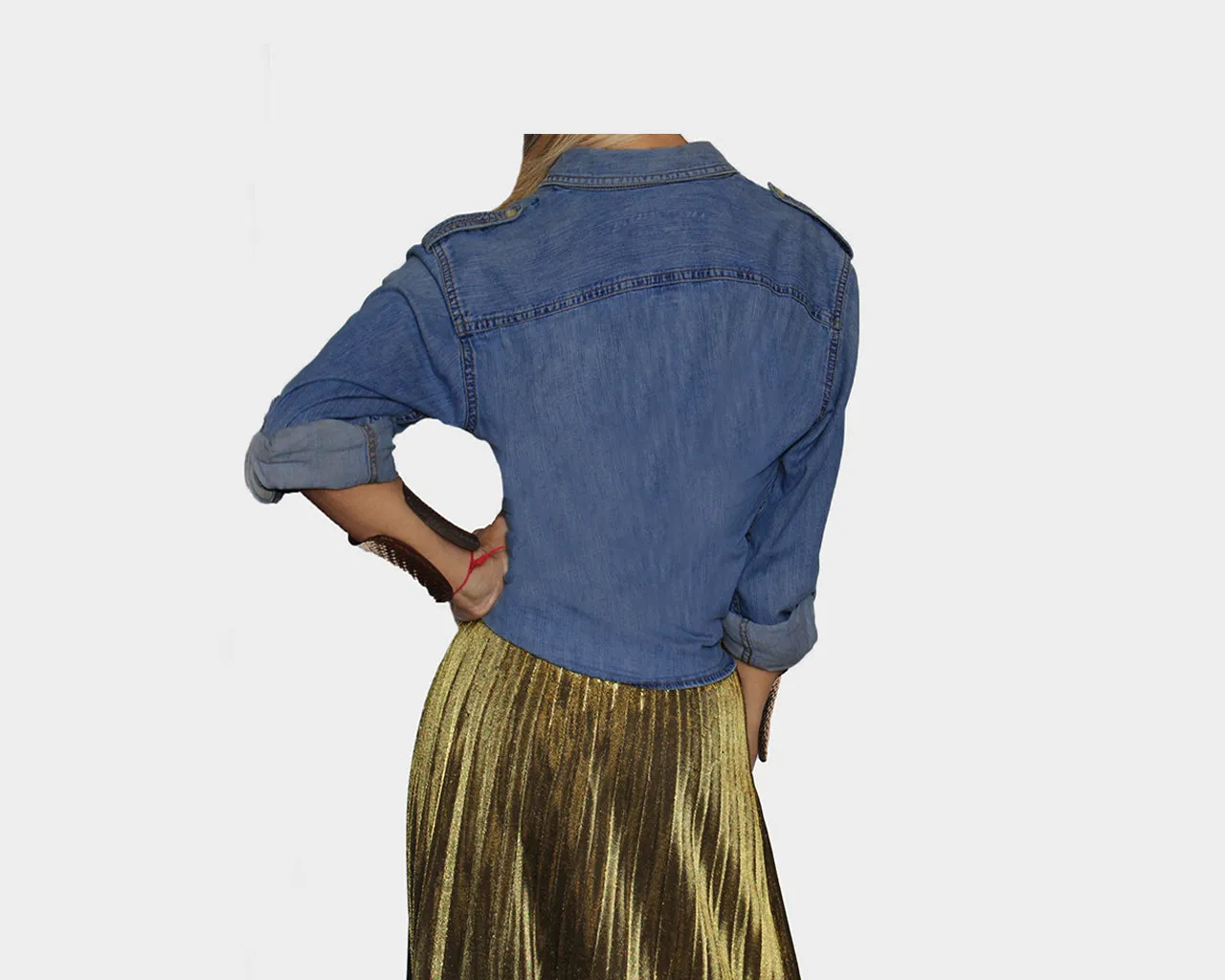 Dark jean like Washed Denim Long Sleeve Shirt - The Milan