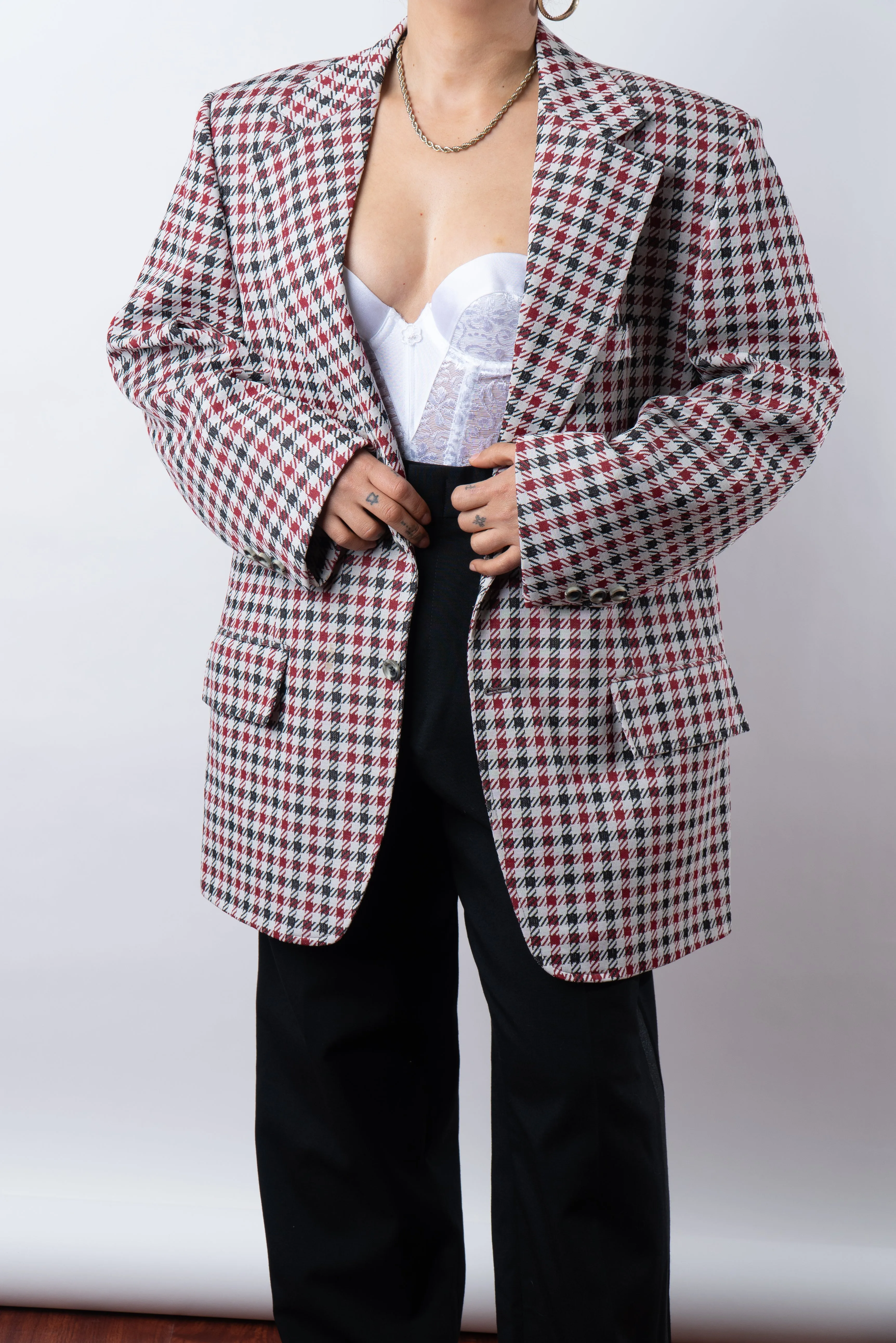 Vintage Red Plaid Blazer